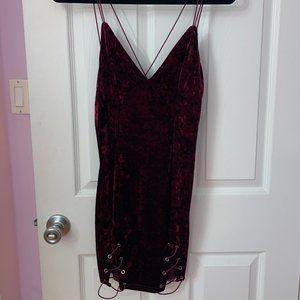 Tobi // Burgundy Bodycon Velvet Dress